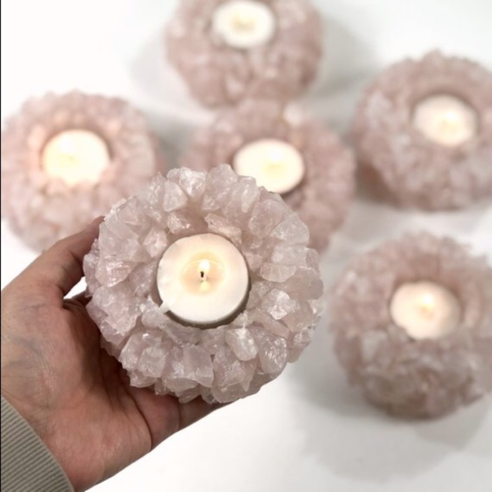 Rose Quartz Candle Holder